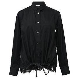Sacai Luck Langärmliges Hemd von Sacai mit Knöpfen, Spitzenbesatz und Kordelzug aus schwarzem Polyester Schwarz