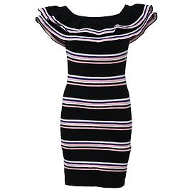 Abito a righe multicolore con volant MSGM Mini Friday Off-Shoulder in cotone Multicolore