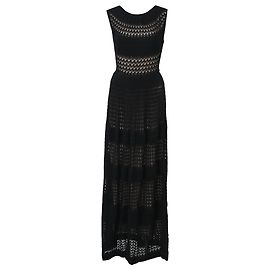 Temperley London Maxi ärmelloses Strickkleid aus schwarzer Baumwolle Schwarz
