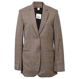 Burberry Single-Breasted Checkered Print Blazer in Brown Wool Other
