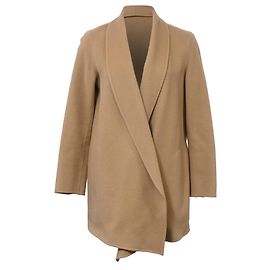 Theory Double-Breasted Open Knit Blazer in Brown Wool Brown