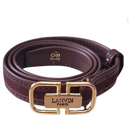 Ceinture Lanvin en cuir et daim marron avec boucle dorée Marron Doré