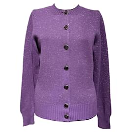 Chanel-Cara Delevingne Style Runway Cashmere Cardigan-Purple