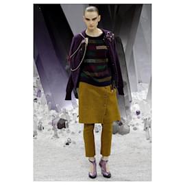 Chanel-Cara Delevingne Style Runway Cashmere Cardigan-Purple