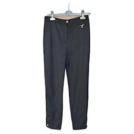 Hermès-Vintage black straight-leg Hermès pants-Black