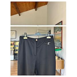 Hermès-Vintage black straight-leg Hermès pants-Black