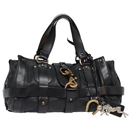 Chloé Kerala Borsa a mano in pelle nera e oro Auth mr416 Nero D'oro
