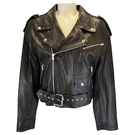 Autre Marque-SPRWMN Black Lambskin Leather Moto Zip Jacket-Black
