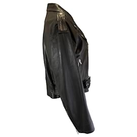 Autre Marque-SPRWMN Black Lambskin Leather Moto Zip Jacket-Black