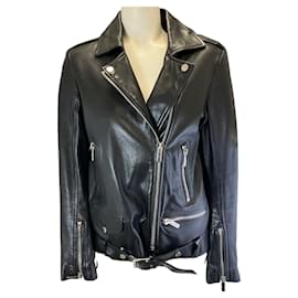 Autre Marque-Nour Hammour Black Lambskin Leather Moto Zip Jacket-Black