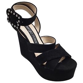 Wedge Elettra in suede nero Sergio Rossi Nero