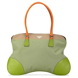 Prada-Orange Prada Canvas Tote Bag-Camel