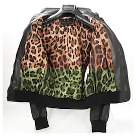 Dolce & Gabbana-Dolce & Gabbana Black Leather Biker Jacket, Size 38-Other