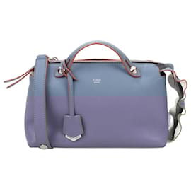 Fendi-FENDI Sac à main en cuir moyen 2Way By the Way en bleu et rouge 8BL124-Bleu