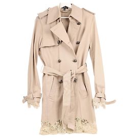 Beige Trenchcoat von Philipp Plein mit Spitzendetails in Größe 48 IT Andere