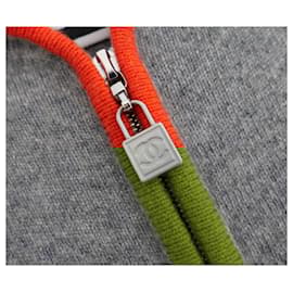 Chanel-Chanel Sport Line 2009 09P Cashmere Zip Front Long Cardigan-Grey