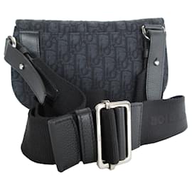 Christian Dior-Christian Dior Black Canvas Leather Sling Bag-Black