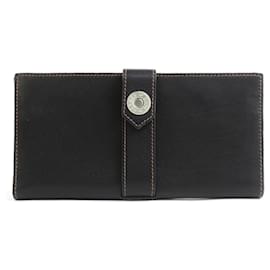 Hermès-Hermes Black Leather Long Bill Wallet-Black