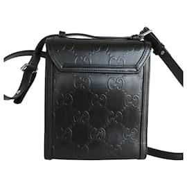 Gucci-Gucci Black Leather Shoulder Bag-Black