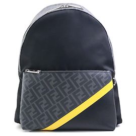 Sac à dos en nylon et cuir Fendi Zucca Noir