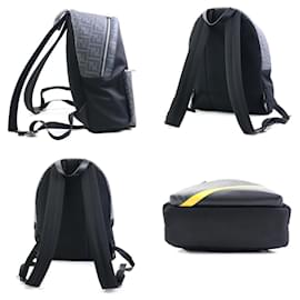 Fendi-Fendi Zucca Nylon Leather Backpack-Black