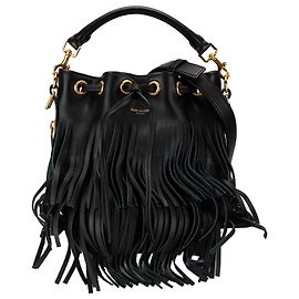 Borsa a secchiello piccola Emmanuelle con frange nera di Saint Laurent Nero