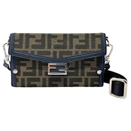 Fendi-Fendi Baguette Soft Trunk Phone Pouch-Brown,Navy blue