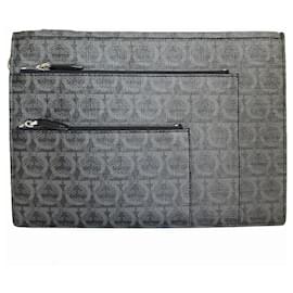 Salvatore Ferragamo-Salvatore Ferragamo Dark Gray Clutch Bag-Dark grey
