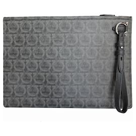 Salvatore Ferragamo-Salvatore Ferragamo Dark Gray Clutch Bag-Dark grey
