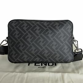 Fendi-Fendi Zucca Shoulder Bag-Black,Dark grey