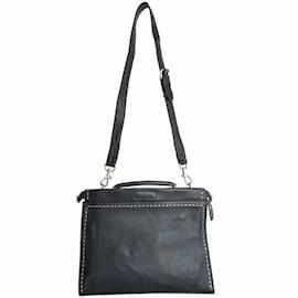 Fendi-Fendi Selleria Peekaboo Fit Leather Handbag-Black