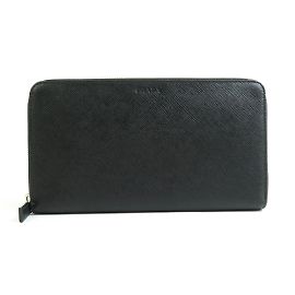 Carteira longa de couro preto Prada Preto