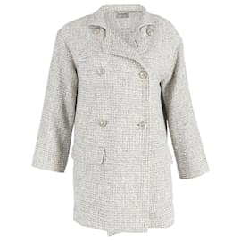 Chanel-Chanel Double-Breasted with Pockets Jacket in Grey Tweed-Grey