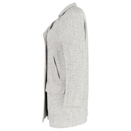 Chanel-Chanel Double-Breasted with Pockets Jacket in Grey Tweed-Grey