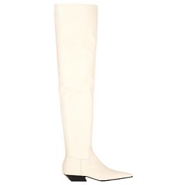 Bota Khaite Marfa acima do joelho em couro creme Branco Cru