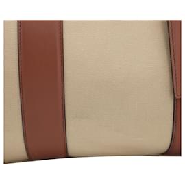 Ralph Lauren-Ralph Lauren Welington Calfskin-Trim Duffel Bag in Beige Canvas-Beige