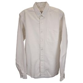 Camisa de botón de manga larga Ami Paris en algodón blanco Blanco Crudo
