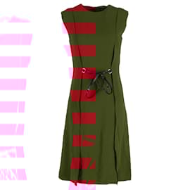 Louis Vuitton-Louis Vuitton Crew Neck Knee-Length Dress in Red Acetate-Red