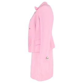 Dolce & Gabbana-Dolce & Gabbana Single-Breasted Jacket With Shift Dress in Pink Wool-Pink