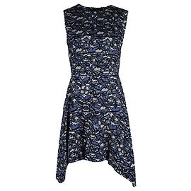 Louis Vuitton Kleid aus blauer Seide mit Spitzenmuster Blau