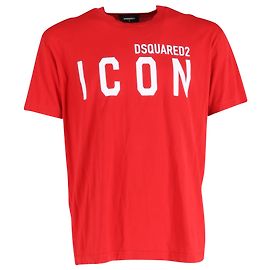 Camiseta de cuello redondo de manga corta con estampado Icon de Dsquared2 en algodón rojo Roja