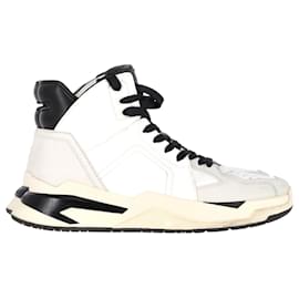 Balmain-Balmain B-Ball High-Top Sneakers in White Leather-White