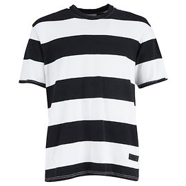 Camiseta de gola redonda listrada com patch logo Givenchy em algodão preto e branco Multicor