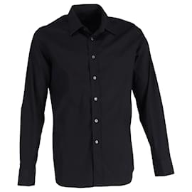 Prada- Prada Long Sleeve Button Down Shirt  in Black Cotton-Black