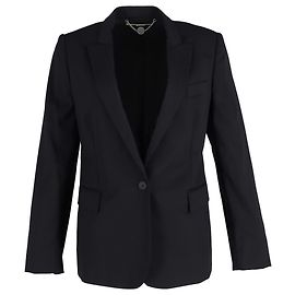 Stella Mc Cartney Einreiher Blazer aus schwarzer Wolle mit drei Taschen von Stella McCartney Schwarz