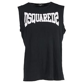 Canotta con stampa Dsquared2 in cotone nero Nero