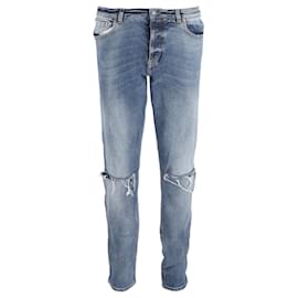 Givenchy- Givenchy Distressed Washed Slim-Fit Jeans in Light Blue Cotton-Blue,Light blue