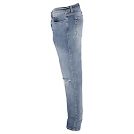 Givenchy- Givenchy Distressed Washed Slim-Fit Jeans in Light Blue Cotton-Blue,Light blue