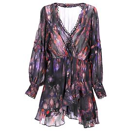 Iro Mini Kolmi Long-Sleeved Print Ruffled Dress in Multicolor Viscose Multiple colors Other