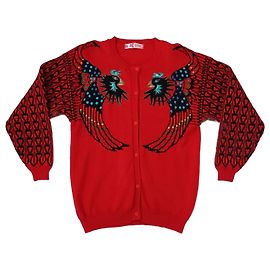 Yohji Yamamoto Kansai Yamamoto Pullover aus den 80ern Schwarz Rot